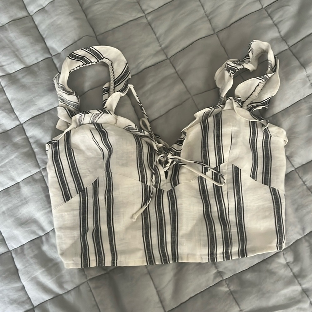 Reformation Striped Corset Top Black and White